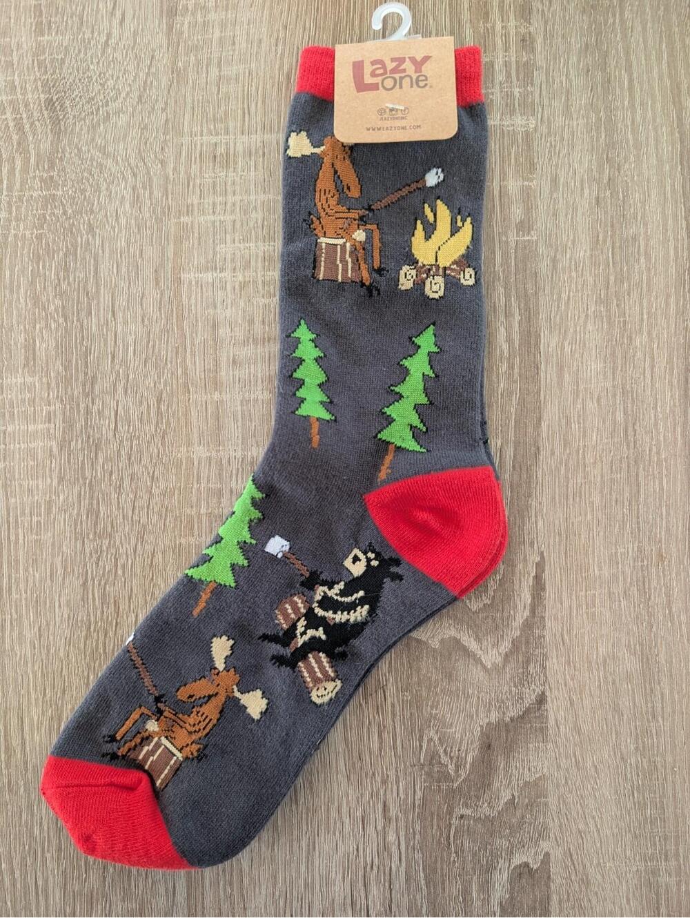 NWT Lazy One Happy Camper Socks Women's 10-12.5 Men's 8-12